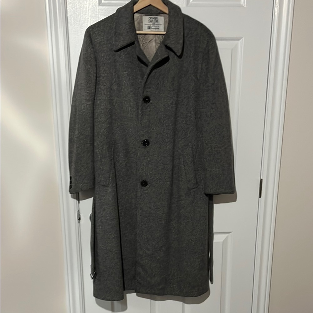 Men's Gray Melange Balmacaan Coat